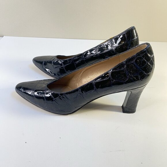 Womens Stuart Weitzman Brown Snakeskin Square Toe Block Heel Shoe Size 8B - Picture 4 of 16